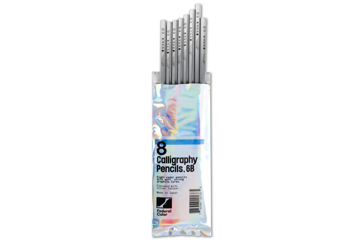 Silver Calligraphy Pencils, 6B, Set of 8