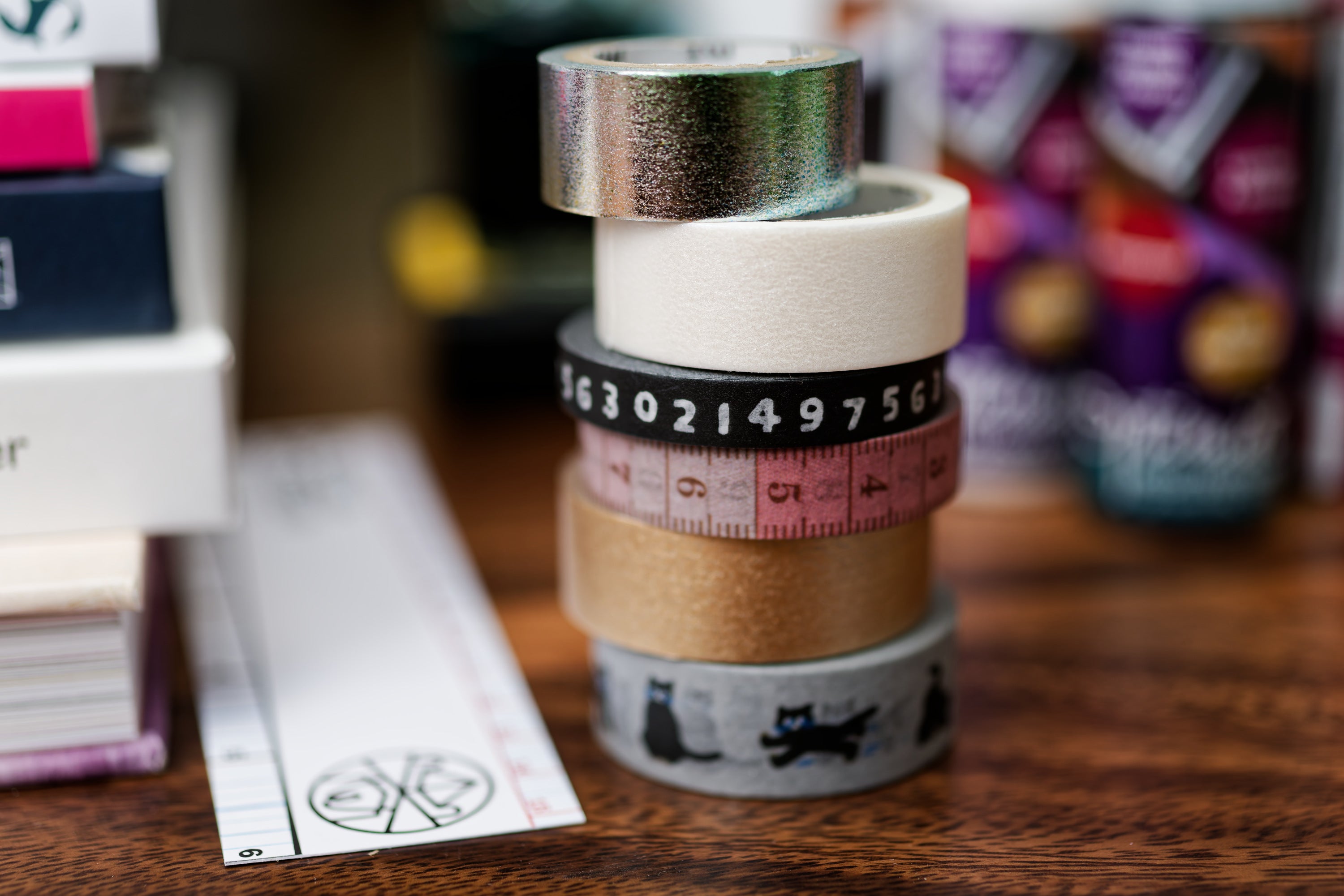 mt Washi Tape, Ruler (Slim Pink)
