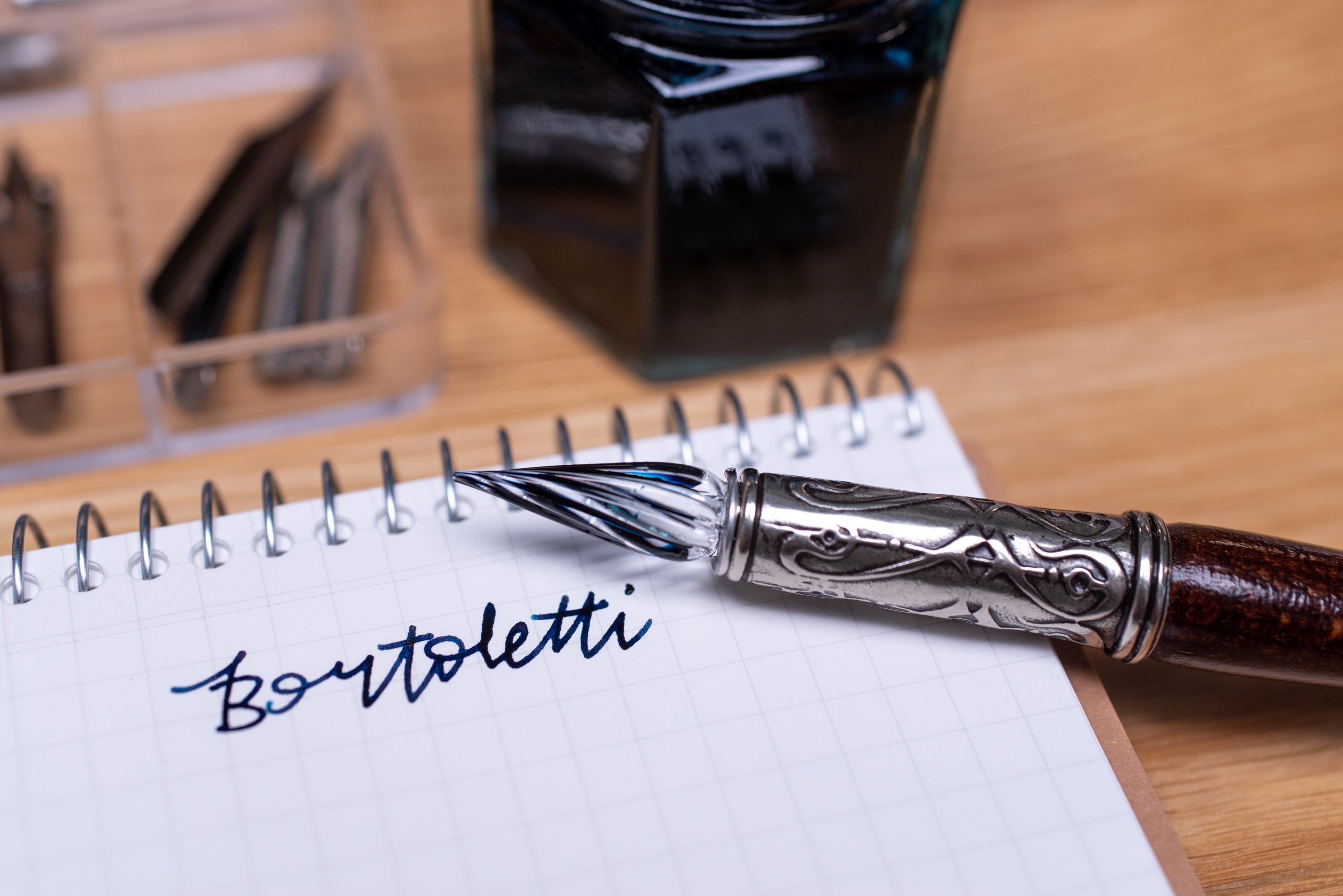 Murano Crystal Clear Glass Pen Set