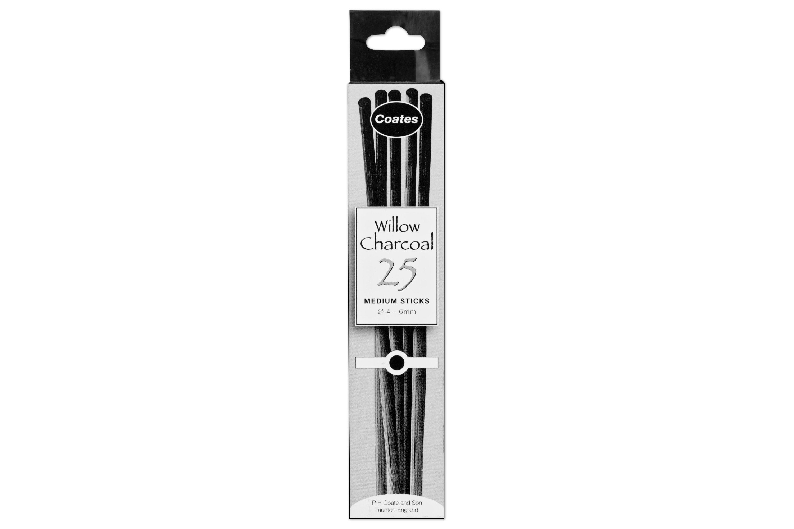 Willow Charcoal, 25 Medium Sticks (β4-6 mm)
