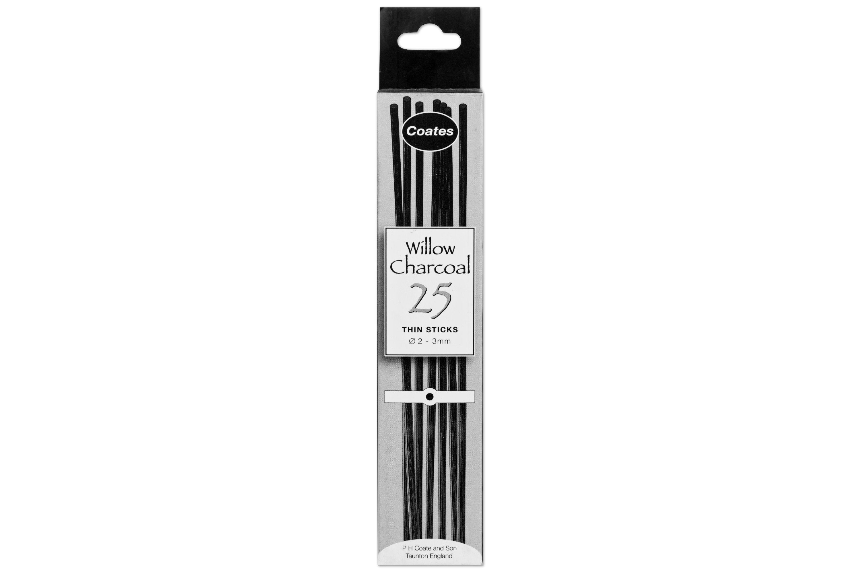 Willow Charcoal, 25 Thin Sticks (β2-3 mm)