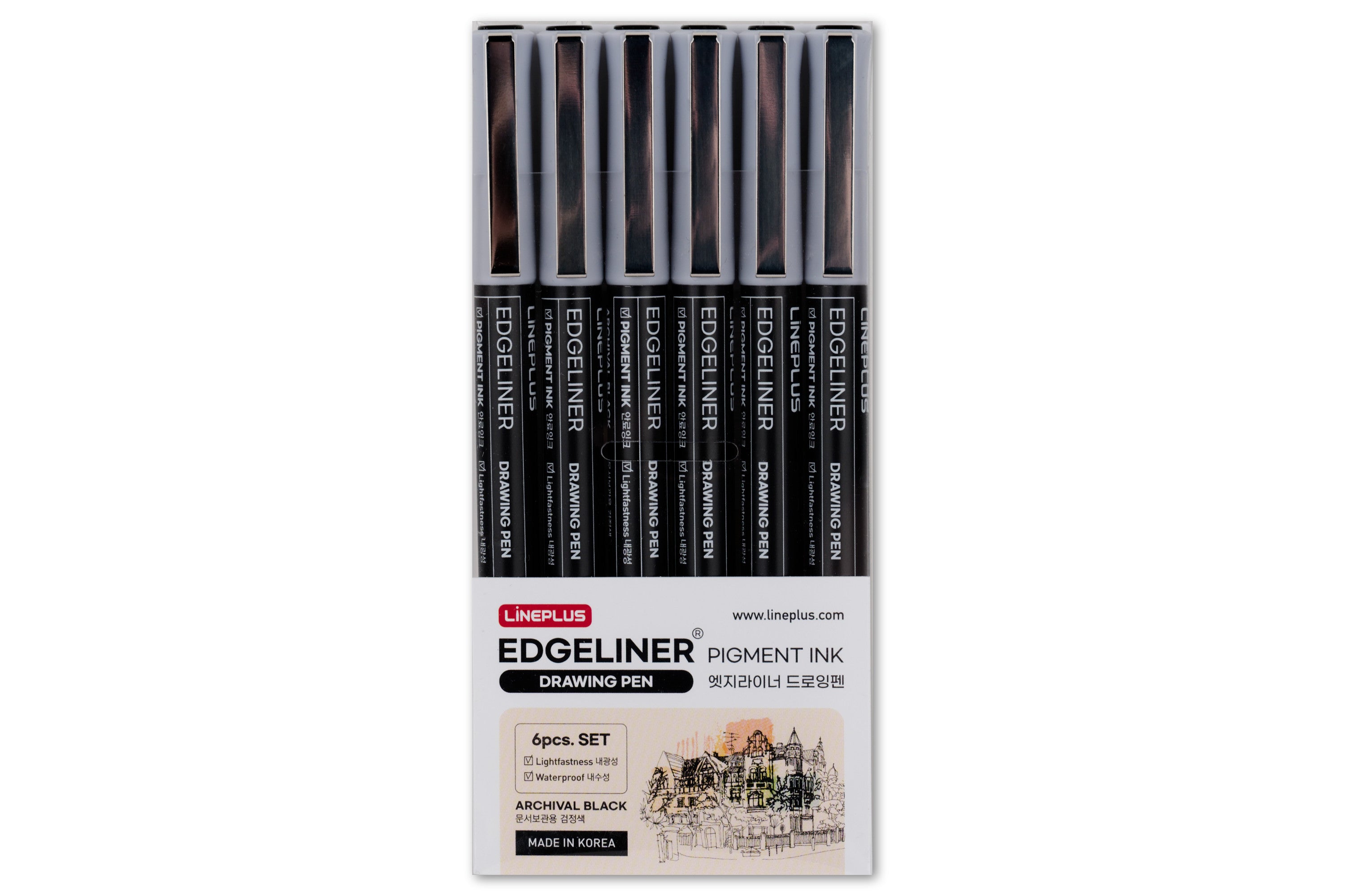 Edgeliner Pigment Pens, Set of 6