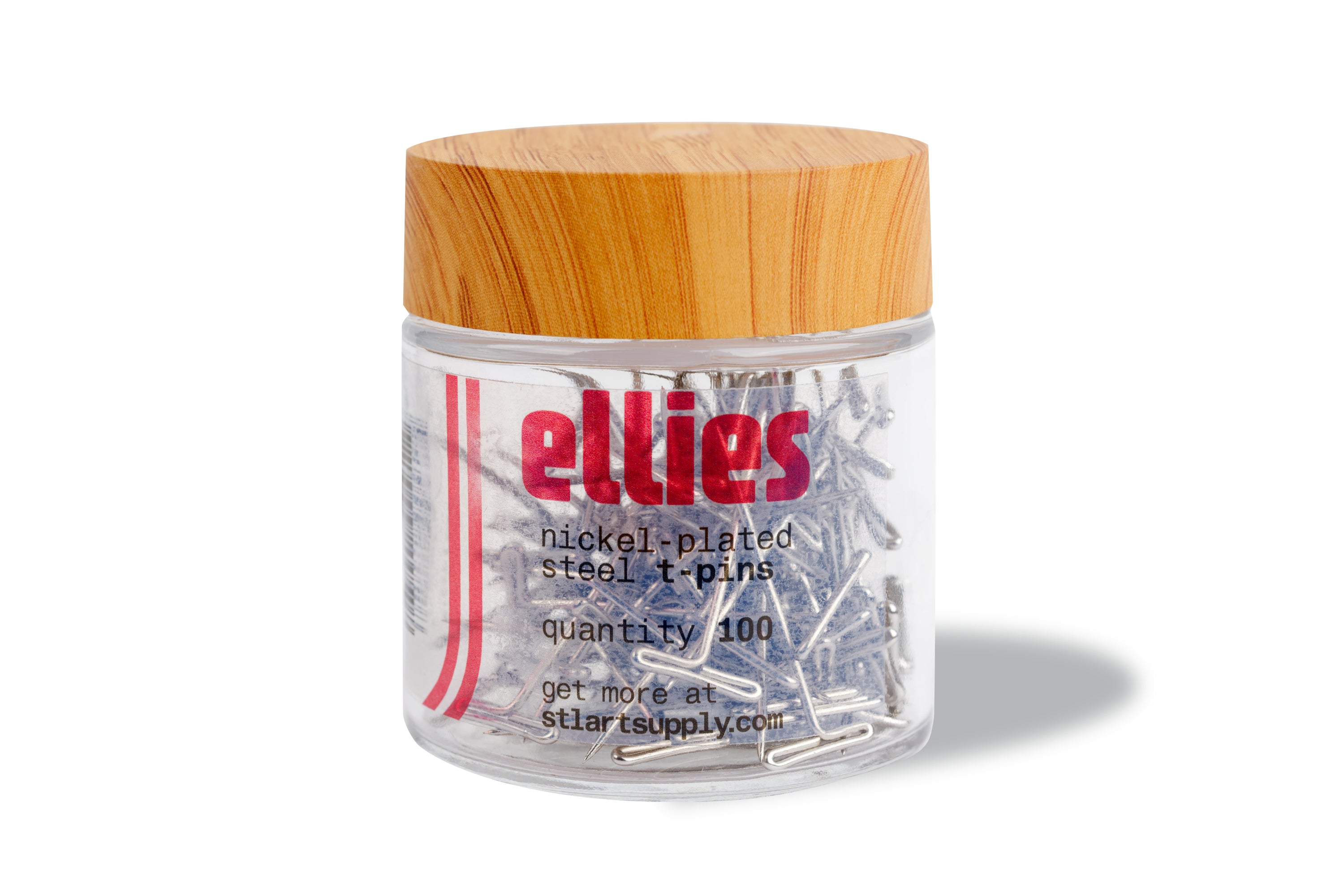 Nickel-Plated Steel T-Pins, Jar of 100