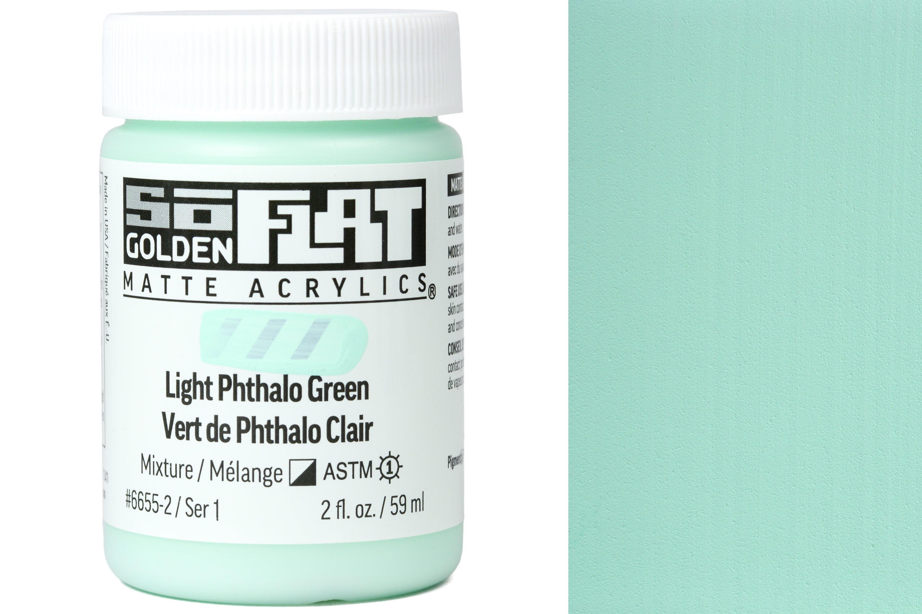 Golden SoFlat Matte Acrylics, Light Phthalo Green