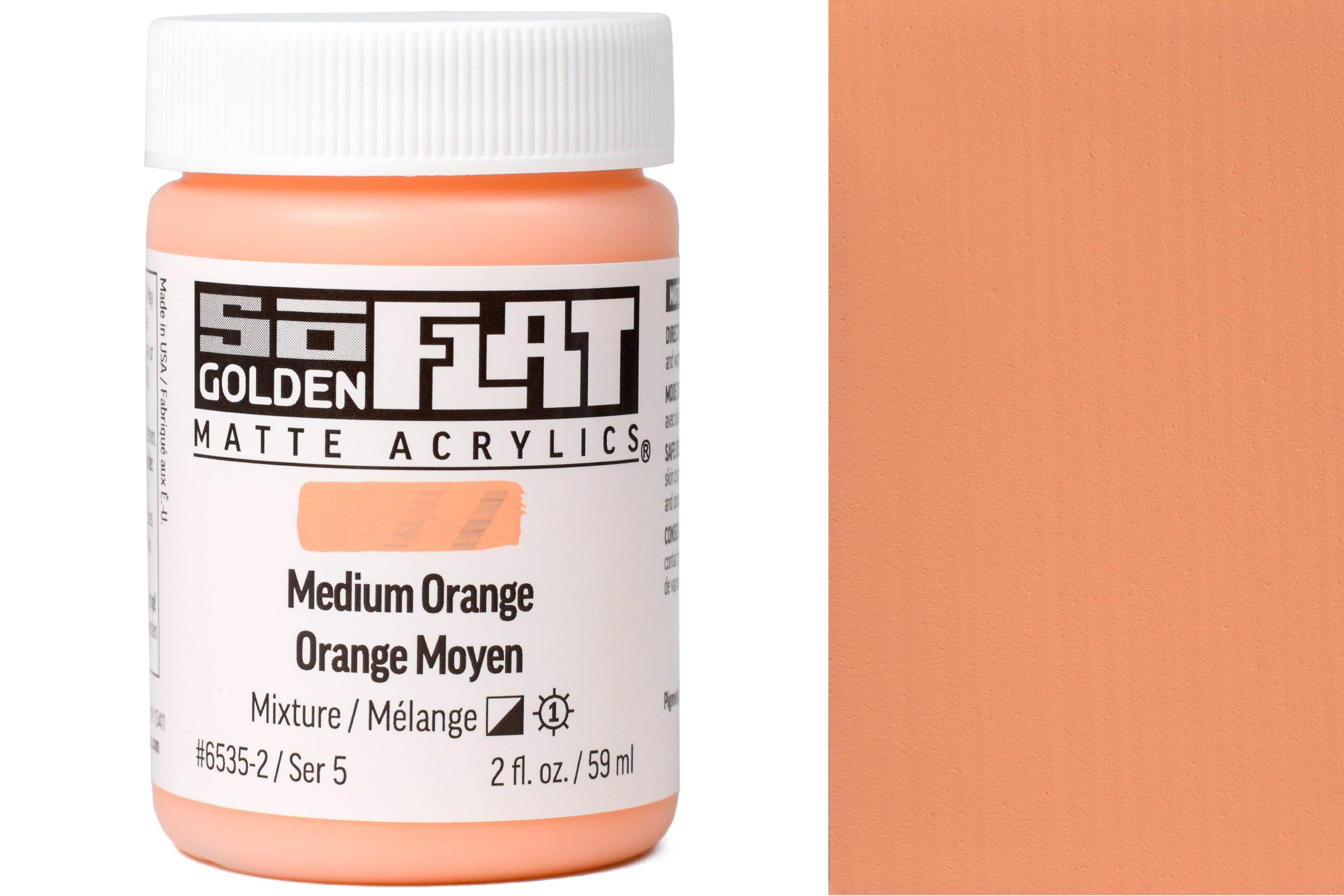 Golden SoFlat Matte Acrylics, Medium Orange