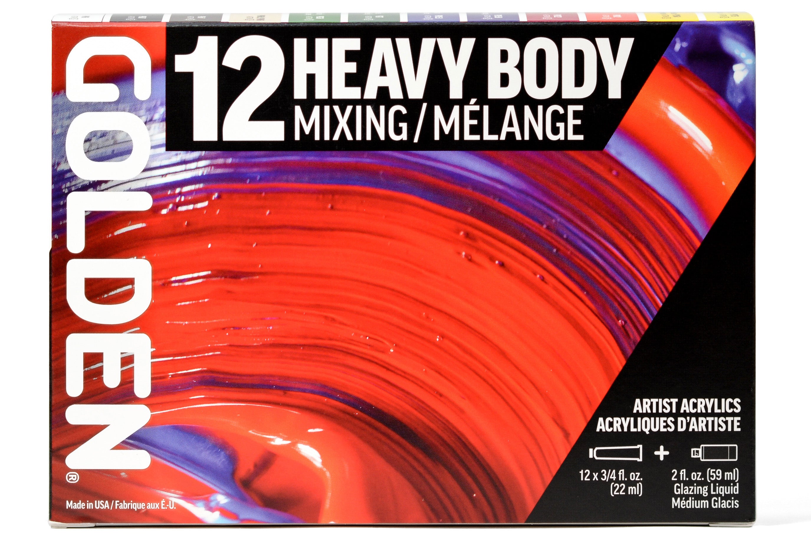 Golden Heavy Body Acrylics, Mixing Set of 12
