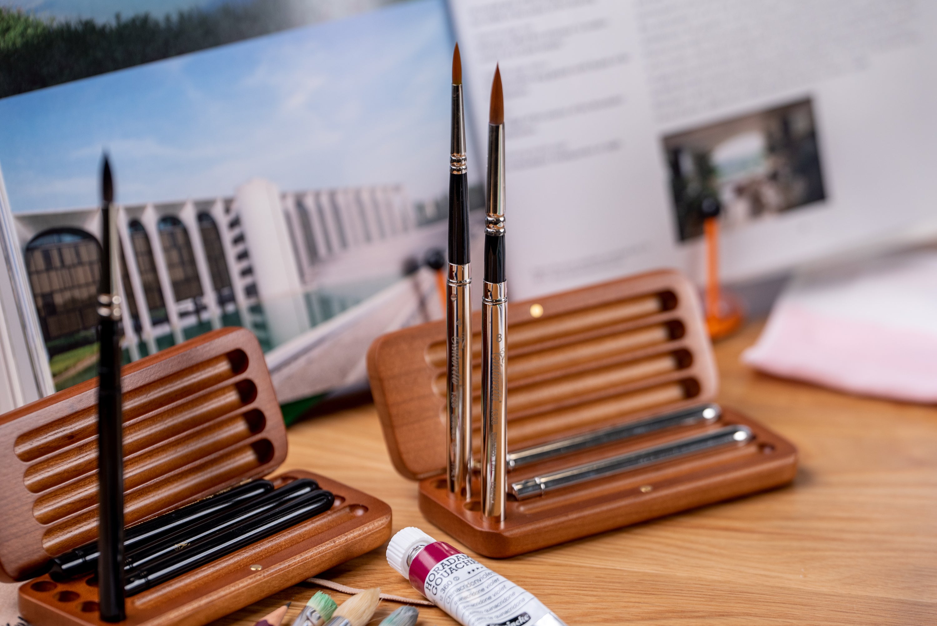 Tintoretto Watercolor Travel Brush Set, Synthetic Squirrel Quills