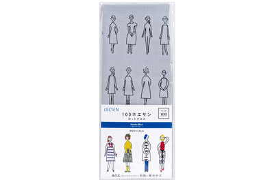 "100 Nee-san" Embroidery Fabric, Smoky Blue