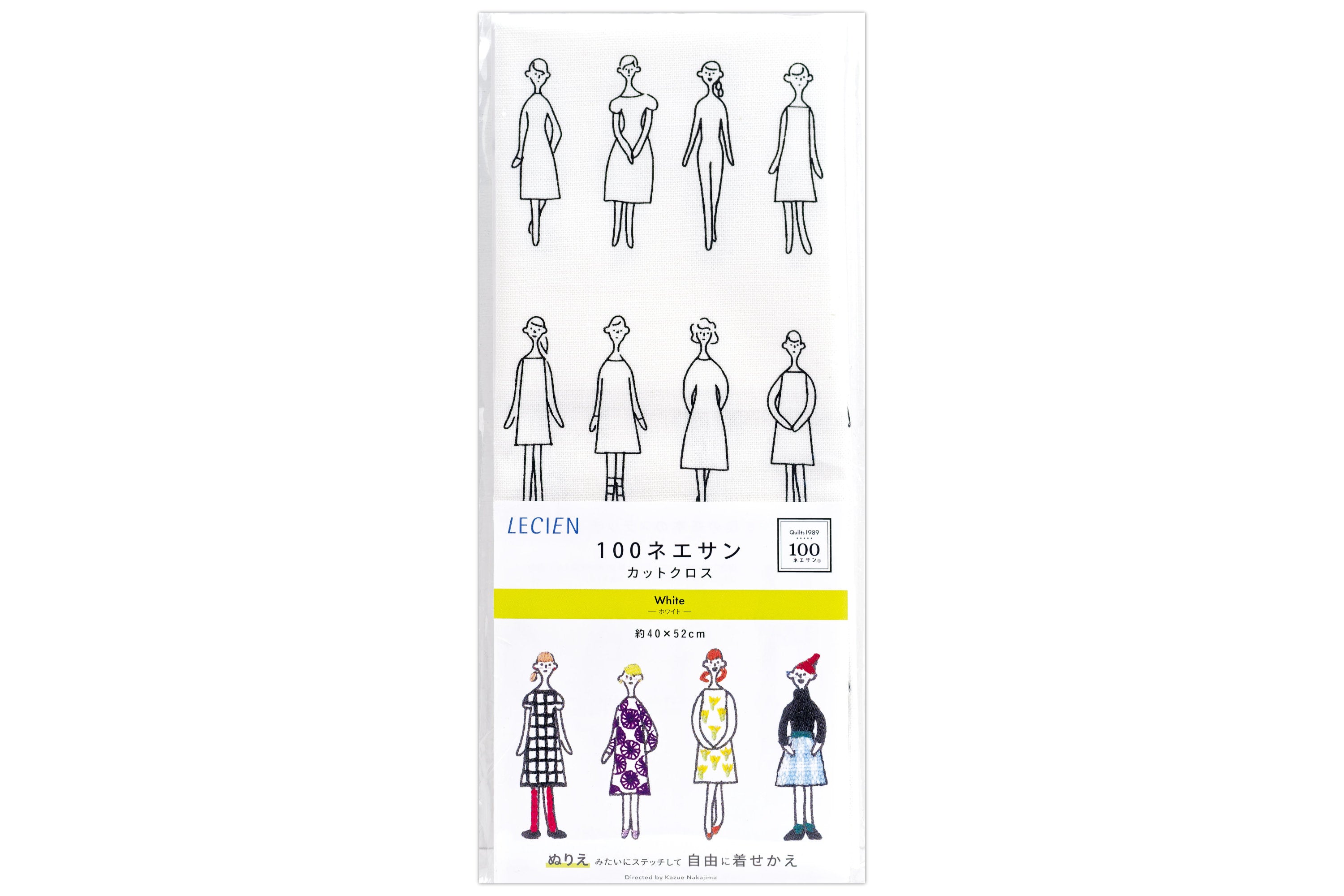 "100 Nee-san" Embroidery Fabric, White