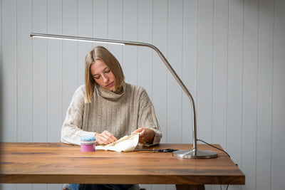 Slimline 4 Table Lamp, Brushed Steel