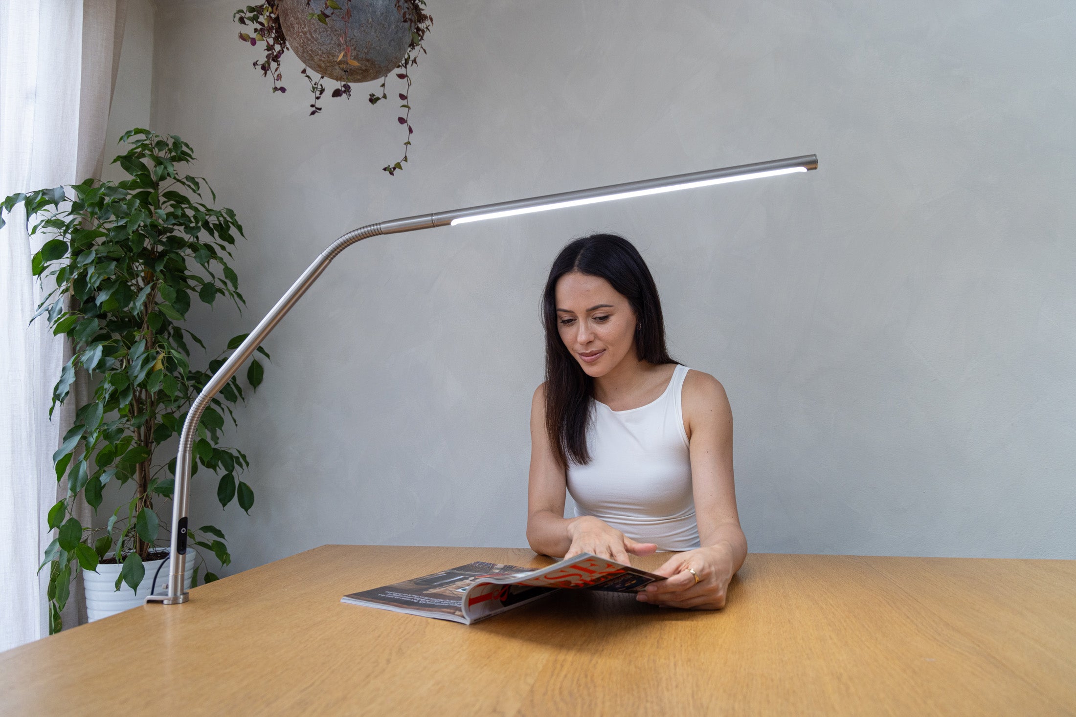 Slimline 4 Table Lamp, Brushed Steel