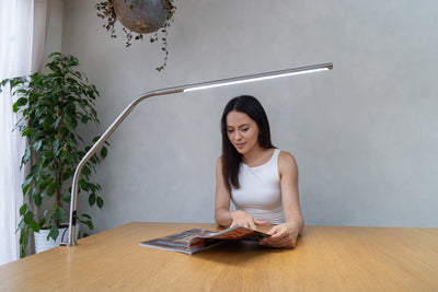 Slimline 4 Table Lamp, Brushed Steel