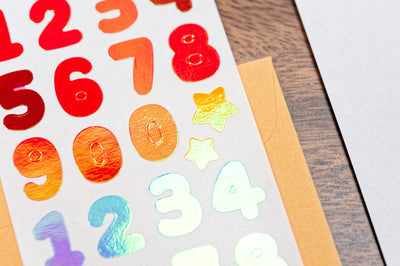 Aurora-Foil Number Sticker Sheet