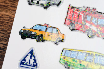 Glitter-Glue Sticker Sheet, Transportation