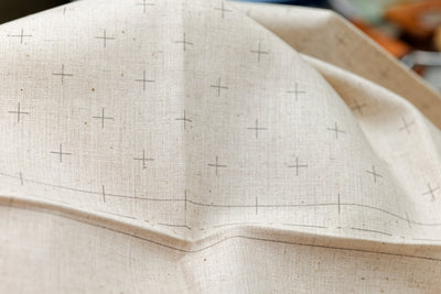 Sashiko Cloth with Disappearing Lines (Flax Beige/Circles)