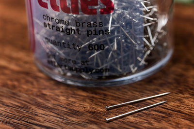 Chrome Brass Straight Pins, Jar of 600