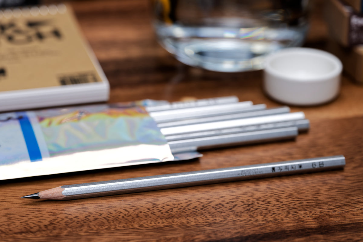 Silver Calligraphy Pencils, 6B, Set of 8