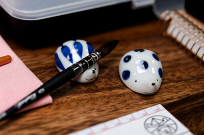 Porcelain Hedgehog Brush Rest (Dots)