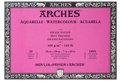 Arches Watercolor Paper Block, Hot Press, 7" x 10"