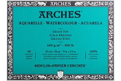 Arches Watercolor Paper Block, Heavyweight Cold Press, 9" x 12"