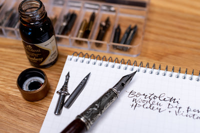 Donato Dip Pen Set, Beech/Bronze, with Vintage Metal Nibs