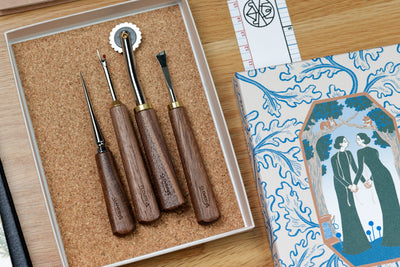 Premium Walnut Sewing Tools, Set of 4