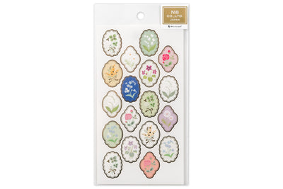Embossed Foil Flower Seals, Set of 18