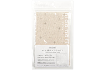 Sashiko Cloth with Disappearing Lines (Flax Beige/Crosses)
