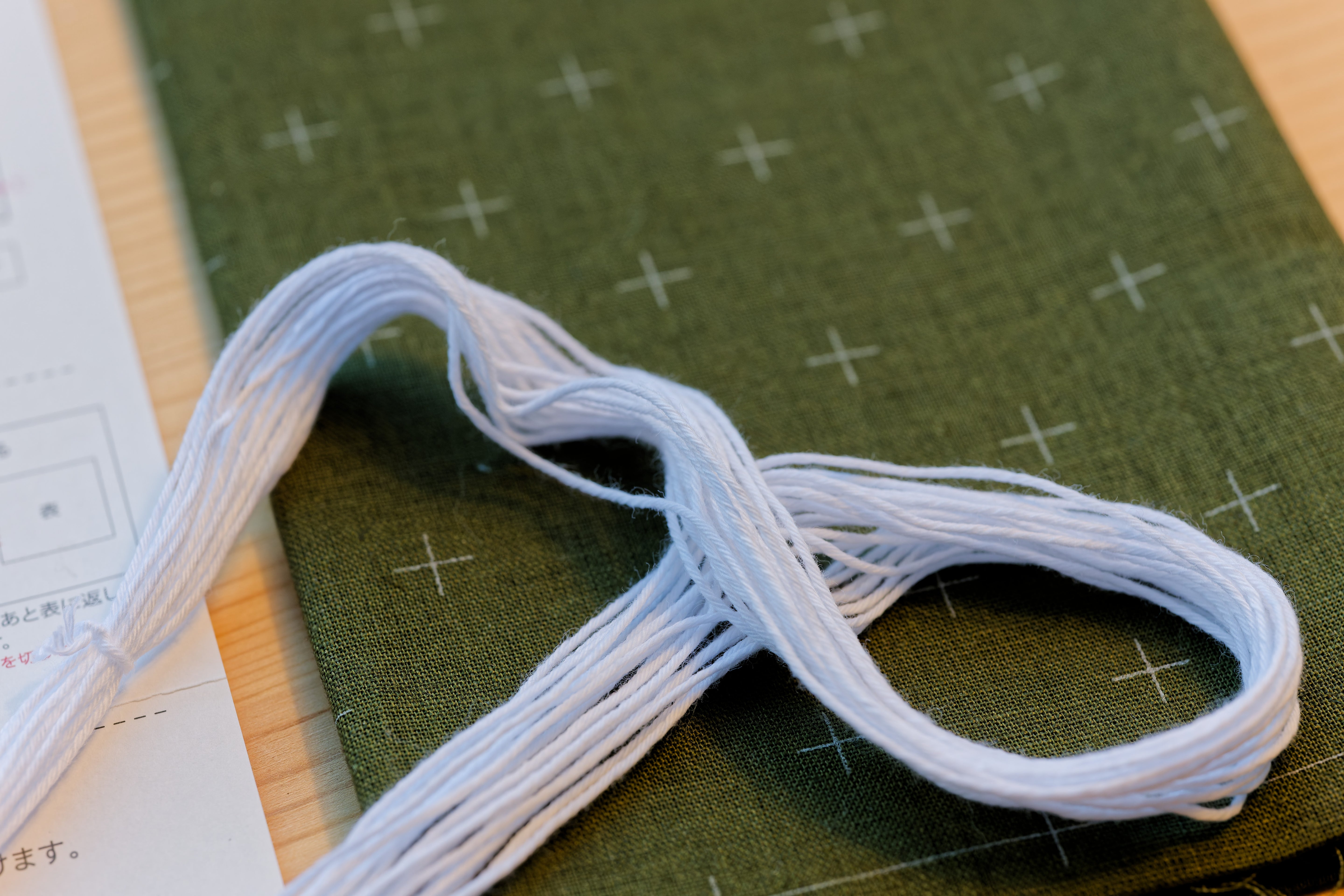 Sashiko Cloth with Disappearing Lines (Tan/Chevrons)