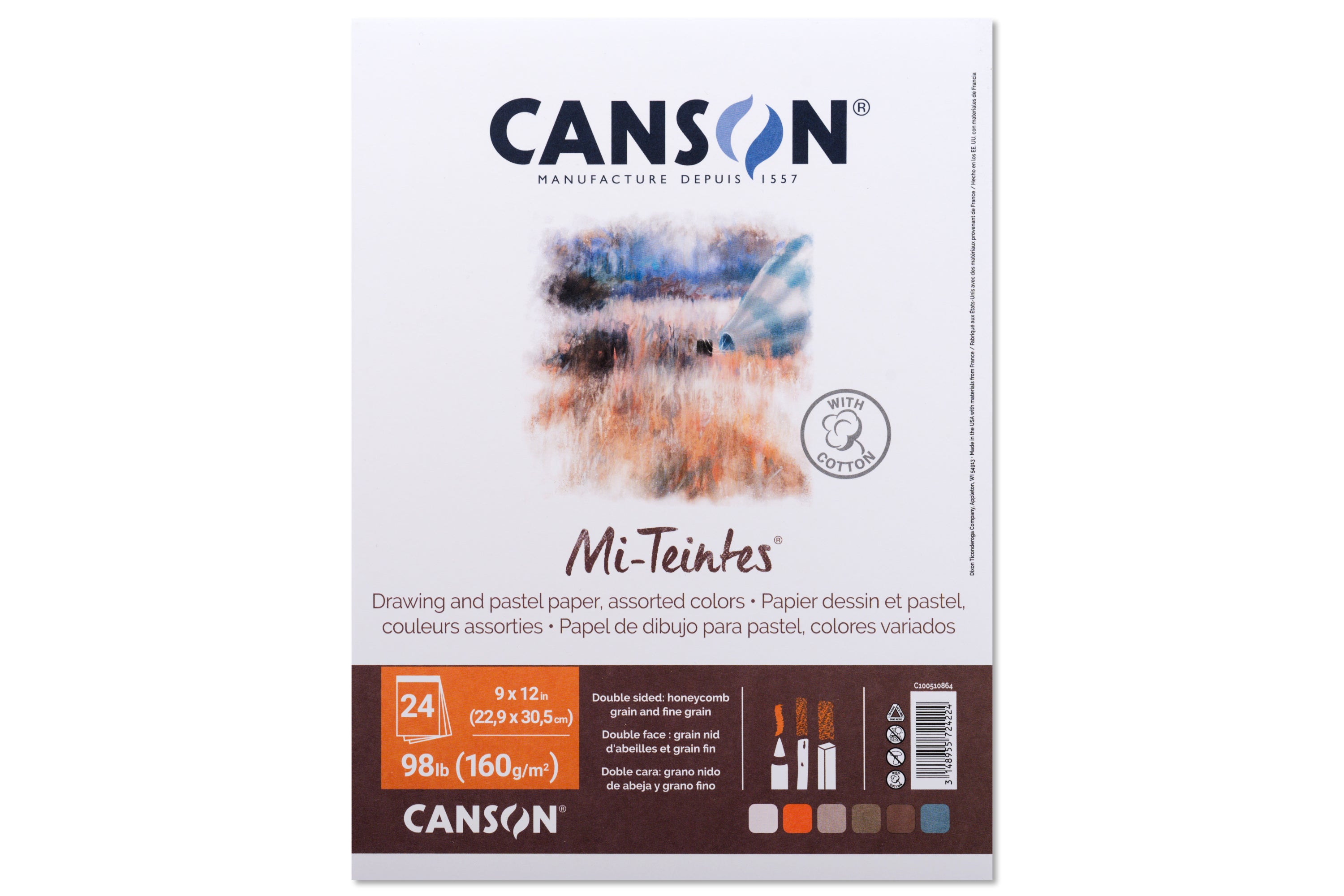 Mi-Teintes Cotton-Blend Paper, 9" x 12", Assorted Colors