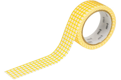mt Washi Tape, 15 mm, Yellow Grid