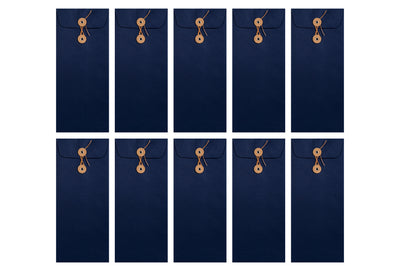 Button-and-String Letter Envelopes, Navy, Set of 10