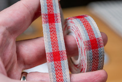 Yarn-Dyed Twill Tape, Red/Grey Tartan