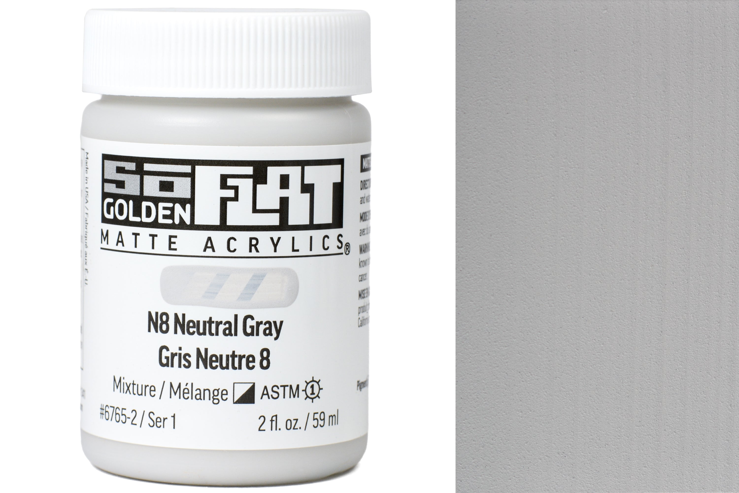 Golden SoFlat Matte Acrylics, N8 Neutral Grey