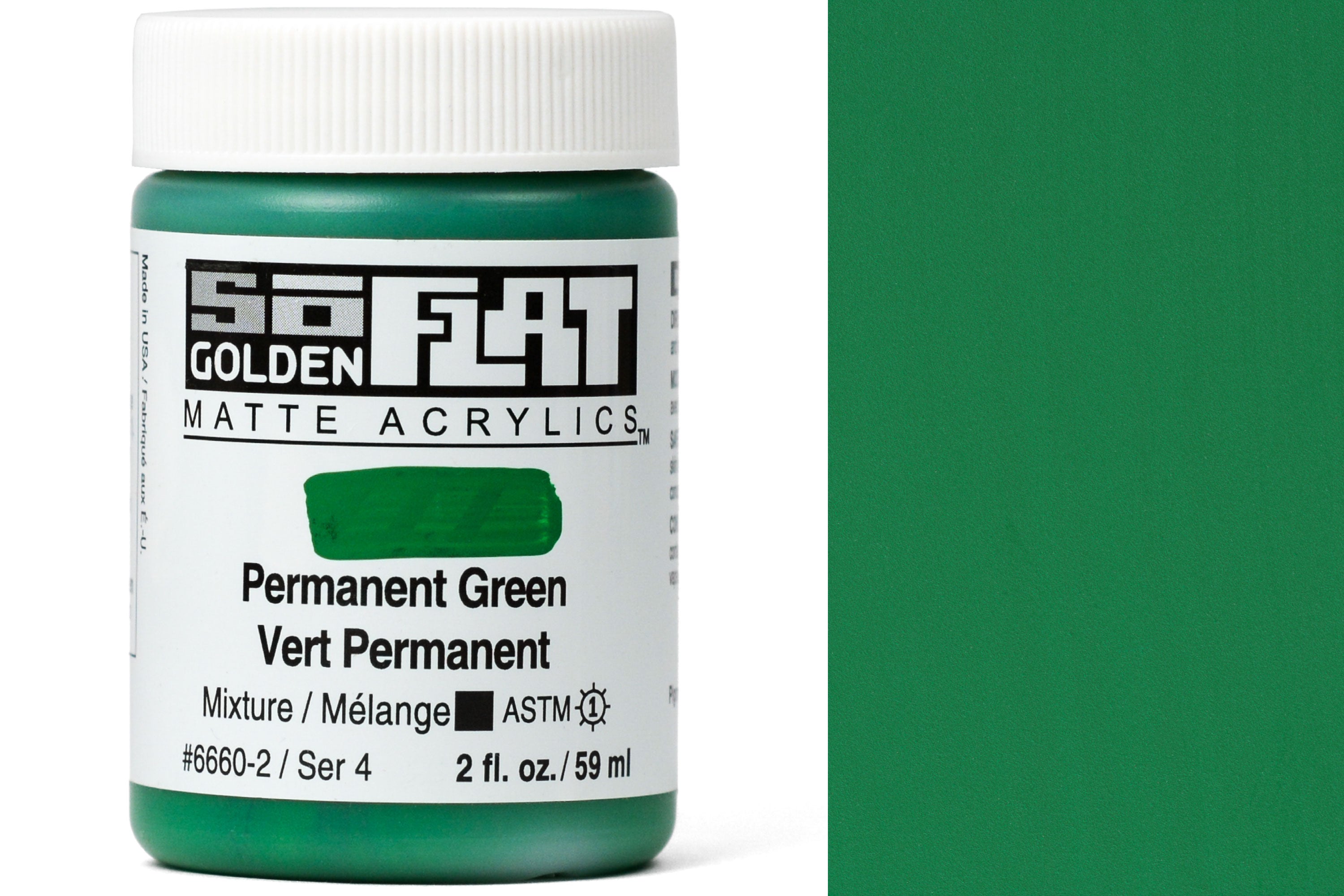 Golden SoFlat Matte Acrylics, Permanent Green