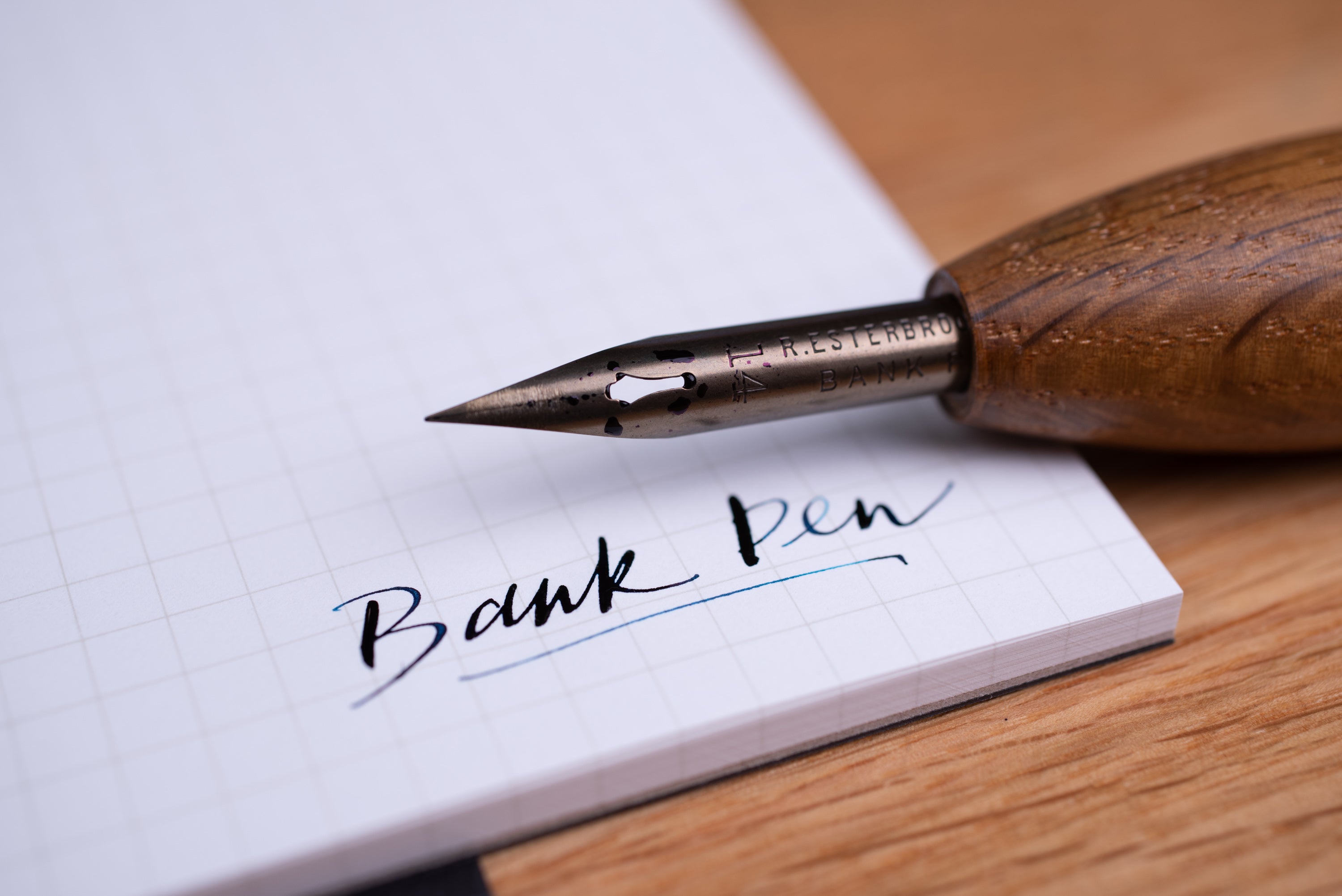 Bullet Pen Holder, Aged Oak, with Leonardt #30 Nib
